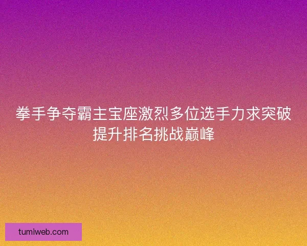 拳手争夺霸主宝座激烈多位选手力求突破提升排名挑战巅峰